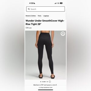 Black Lululemon High Rise Leggings- Size 4, Length 28”